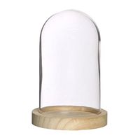 Ideas 4 Seasons Decoratie stolp - glas - houten plateau - D10 x H15 cm   -