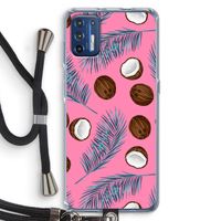 Kokosnoot roze: Motorola Moto G9 Plus Transparant Hoesje met koord
