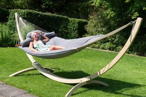 Tropilex Hangmatset Family 'Wood & Big Fat' Grey - Grijs - Amerikaans, Spreidstok, Weerbestendig - 200 kg