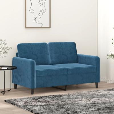Tweezitsbank 120 cm fluweel blauw