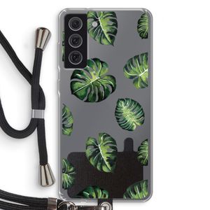 Tropische bladeren: Samsung Galaxy S21 FE Transparant Hoesje met koord