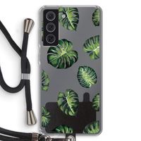 Tropische bladeren: Samsung Galaxy S21 FE Transparant Hoesje met koord