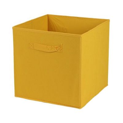 Opbergmand/kastmand Square Box - karton/kunststof - 29 liter - oker geel - 31 x 31 x 31 cm