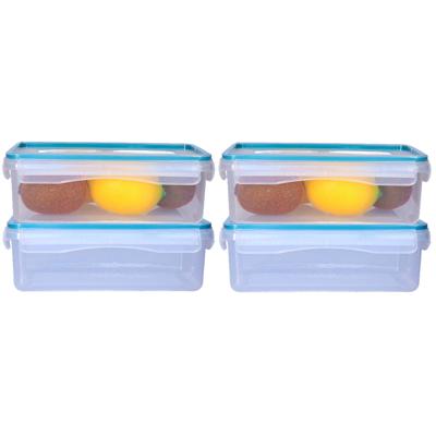 5Five Vershoudbakje met deksel - 4x - kunststof - luchtdicht - 20 x 13 x 7 cm - 1200 ml