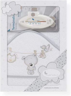 Interbaby badcape en thermometer 100 cm katoen Interbaby badcape en thermometer 100 cm katoen