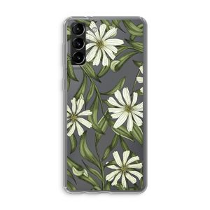 Wit bloemenpatroon: Samsung Galaxy S21 Plus Transparant Hoesje