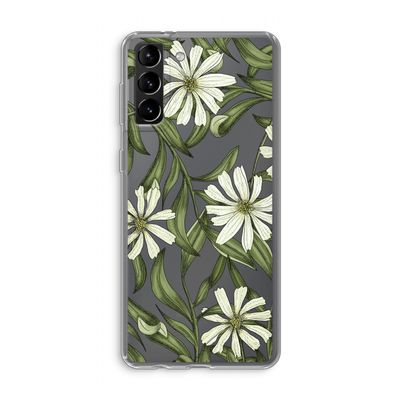 Wit bloemenpatroon: Samsung Galaxy S21 Plus Transparant Hoesje