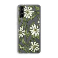 Wit bloemenpatroon: Samsung Galaxy S21 Plus Transparant Hoesje Wit bloemenpatroon: Samsung Galaxy S21 Plus Transparant Hoesje