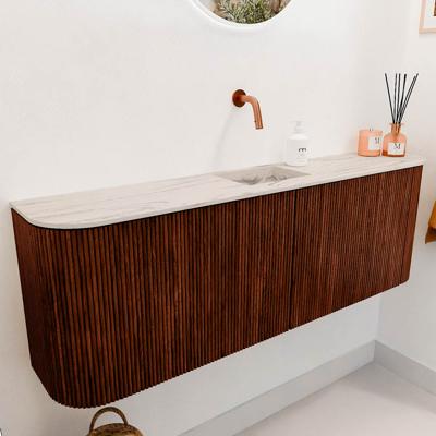 Toiletmeubel Mondiaz Joya Dlux | 123.2 cm | Meubelkleur Ruby | Faye wastafel Nata Wasbak Midden | Zonder kraangat(en)