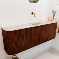 Toiletmeubel Mondiaz Joya Dlux | 123.2 cm | Meubelkleur Ruby | Faye wastafel Nata Wasbak Midden | Zonder kraangat(en)