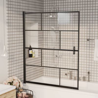 VidaXL Douchewand 116x140 cm esg zwart