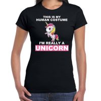 Human costume really unicorn eenhoorn verkleedshirt / outfit zwart voor dames 2XL  -