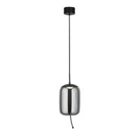 Searchlight Hanglamp Glas Lisbon zwart met smoke cilinderglas 75132-1SM - thumbnail