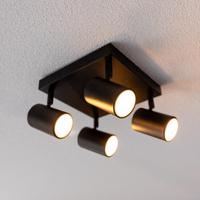 Lark - LED Plafondlamp - 4 spots - GU10 Fitting - Kantelbaar & Draaibaar - Zwart - Vierkant