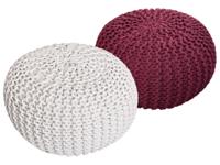 Elin - Sitzhocker Pouf SET 2 - gerecycled katoen - Ø 55 cm H 37 cm