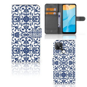 OPPO A15 Hoesje Flower Blue