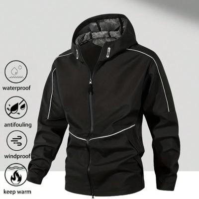 Men's Green Windbreaker - Waterproof Hooded Hiking Jacket Black / S