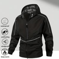 Men's Green Windbreaker - Waterproof Hooded Hiking Jacket Black / S