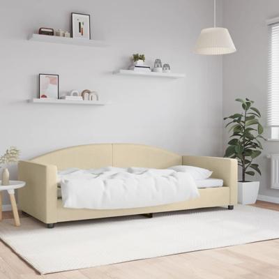 Slaapbank 90x200 cm stof crmekleurig