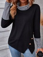 Turtleneck Striped Casual T-Shirt