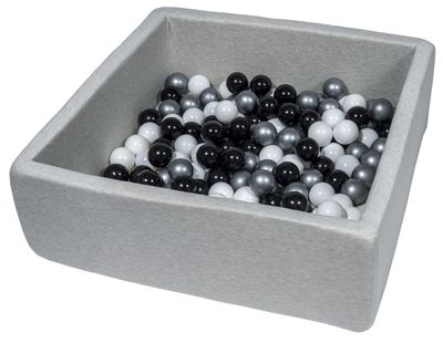 Viking Choice Vierkante ballenbak 90x90 cm met 150 ballen zwart, wit & zilver Viking Choice Vierkante ballenbak 90x90 cm met 150 ballen zwart, wit & zilver