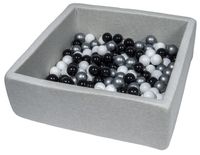 Viking Choice  Vierkante ballenbak 90x90 cm met 150 ballen zwart, wit & zilver - thumbnail