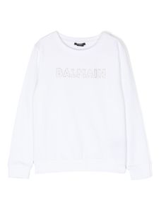 Balmain Kids sweat à logo strassé - Blanc