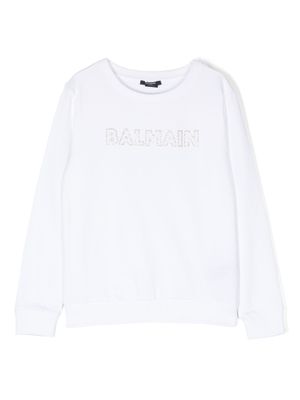 Balmain Kids sweat à logo strassé - Blanc