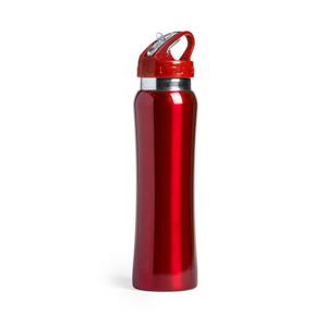 Drinkfles/waterfles Powerline - 800 ml - metallic rood - RVS metaal - Sportfles bidon