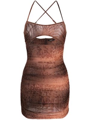 MISBHV robe courte à fronces - Marron