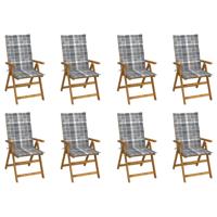 Tuinstoelen 8 st inklapbaar met kussens massief acaciahout