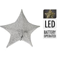 Overige Merken Kerstster van stof met 30 leds 50 cm kleur zilver Overige Merken Kerstster van stof met 30 leds 50 cm kleur zilver