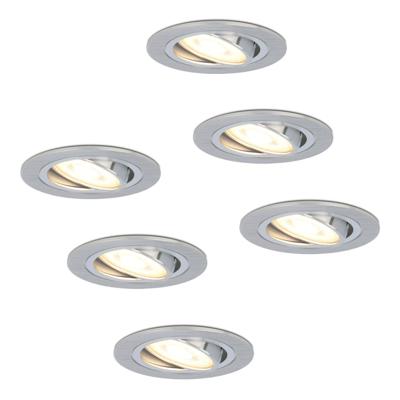 Set van 6 Chandler LED inbouwspots - GU10 4 Watt 345 lumen - 2700K Warm wit - Dimbaar - Rond - Kantelbaar - IP20 Voor binnen - RVS