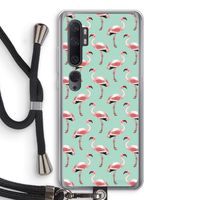 Flamingoprint groen: Xiaomi Mi Note 10 Transparant Hoesje met koord