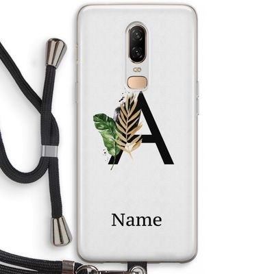 Charcoal Flora: OnePlus 6 Transparant Hoesje met koord