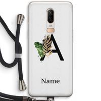 Charcoal Flora: OnePlus 6 Transparant Hoesje met koord