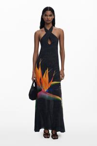 Lange bedrukte jurk - BLACK - XS