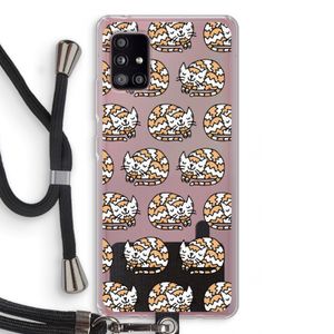 Slapende poes: Samsung Galaxy A51 5G Transparant Hoesje met koord