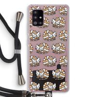 Slapende poes: Samsung Galaxy A51 5G Transparant Hoesje met koord