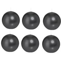 Trend Candles Bolkaars glad - 6x - zwart - 7 cm - 16 branduren - ronde kaarsen