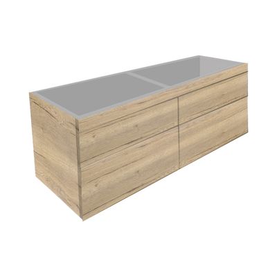 Badkamermeubel Best Design Beauty 4 Laden Greeploos 140 cm Eiken Zonder Wastafel