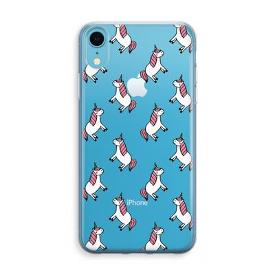 Eenhoorns overal: iPhone XR Transparant Hoesje