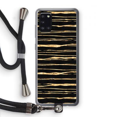 Gouden strepen: Samsung Galaxy A31 Transparant Hoesje met koord