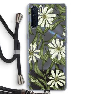 Wit bloemenpatroon: Oppo A91 Transparant Hoesje met koord