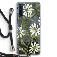 Wit bloemenpatroon: Oppo A91 Transparant Hoesje met koord