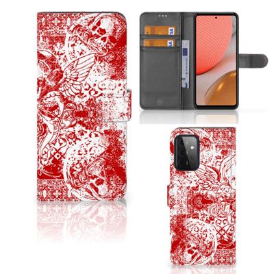 Telefoonhoesje met Naam Samsung Galaxy A72 Angel Skull Rood