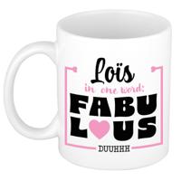 Naam mok Loïs - wit - Fabulous - keramiek - 300 ml - cadeau collega beker