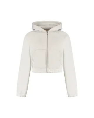 Malelions Cropped Emblem Zip Hoodie Dames Lichtgrijs - Maat XS - Kleur: Lichtgrijs | Soccerfanshop