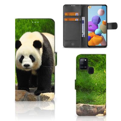 Samsung Galaxy A21s | Telefoonhoesje | Met pasjeshouder | Panda