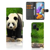 Samsung Galaxy A21s | Telefoonhoesje | Met pasjeshouder | Panda